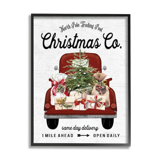 Stupell Industries North Pole Christmas Co. Sign Framed Giclee Art